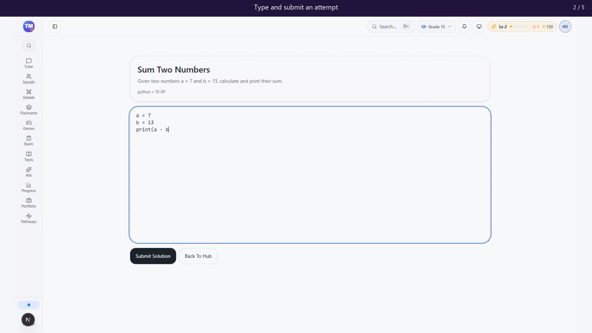 Preview: Attempt a coding challenge and inspect evaluation